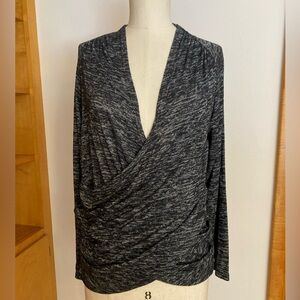 Muk Luks Charcoal Wrap Knit Top